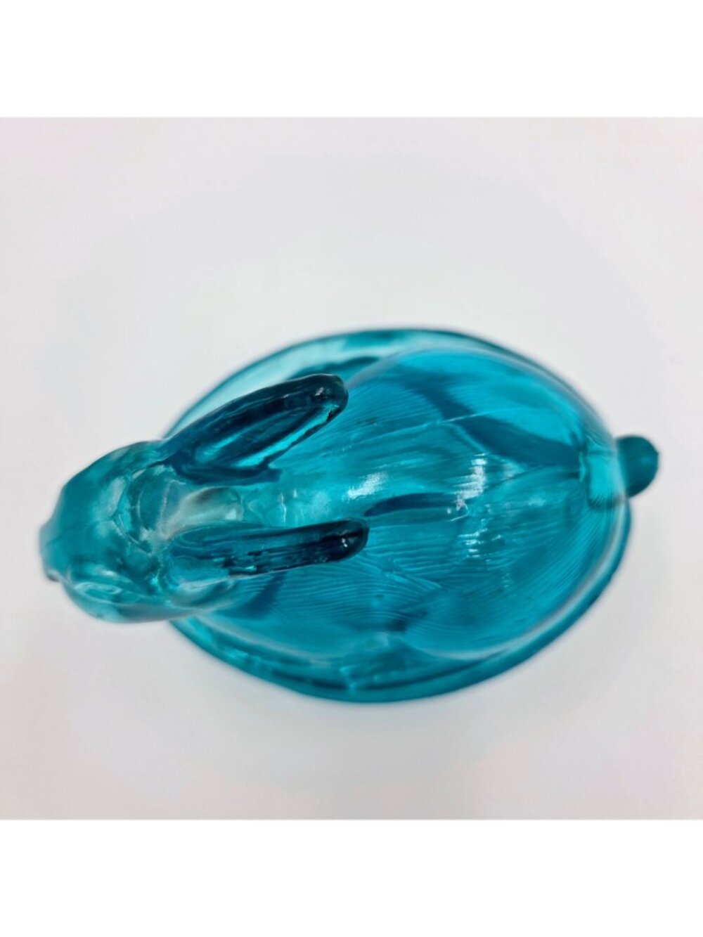 Vintage Blue Glass Bunny Rabbit Basket Weave Nest Covered Candy Dish Easter Read - Picture 8 of 15